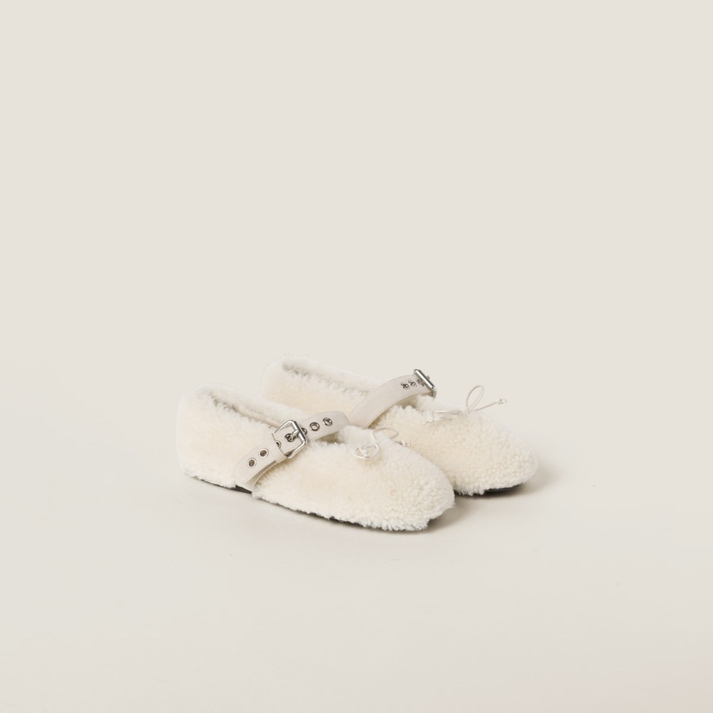 Miu Miu shearling ballet flats, natural, 40.